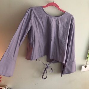 Wide Sleeved Open Back Blouse in Lavender